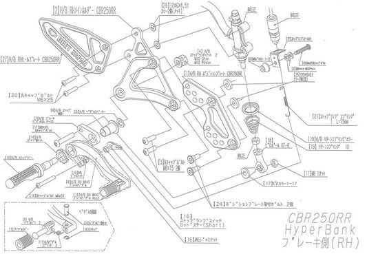 ハイパーバンク RH ポジションプレート取付カラーセット CBR25 シルバー