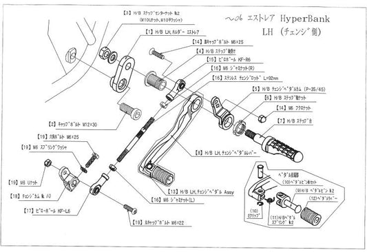 ハイパーバンク LH ペダルボルトセット エストレア シルバー