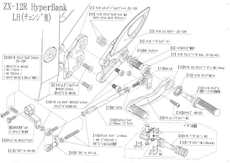 Hyper Bank LH Position Plate Mounting Bolt Set ZX12 Silver