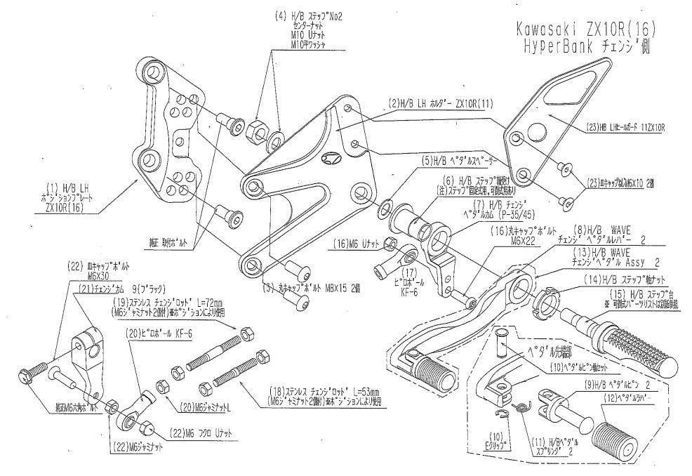 ハイパーバンク LH ホルダー取付ボルトセット ZX10R シルバー