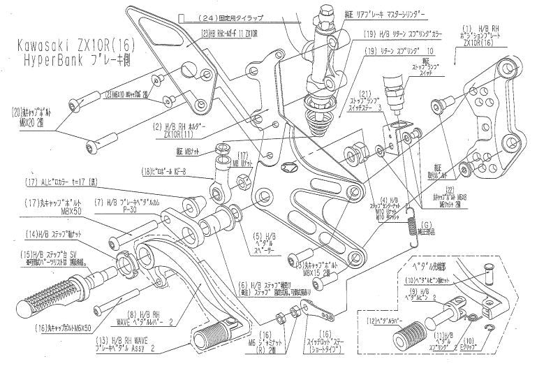 ハイパーバンク RH ホルダー取付ボルトセット ZX10R シルバー