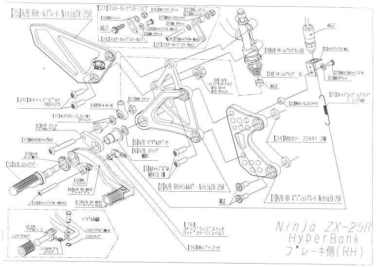 ハイパーバンク RH ポジションプレート取付カラーセット ZX25R シルバー