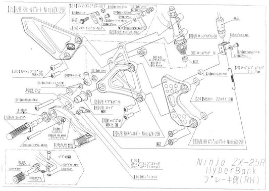 ハイパーバンク RH ポジションプレート取付カラーセット ZX25R シルバー