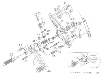 ハイパーバンク RH ペダルボルトセット ZZ-R1100C シルバー