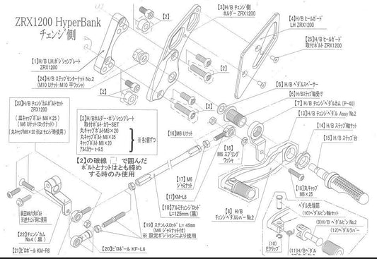 ハイパーバンク LH ヒールガード取付ボルトセット ZRX シルバー