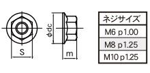 24Kメッキ フランジ付六角ナット M8 P1.25 2PCS