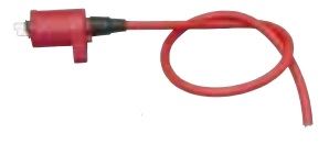 Racing IG Coil with Speed Pro Twin Silicone Plug Cords, without Plug Caps, Red/Red Cub50/70/90