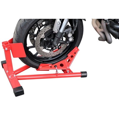 フロントホイールクランプスタンド レッド 全長640×幅540×高さ160mm 1台 フロントタイヤ用 運搬 保管 カスタムジャパン