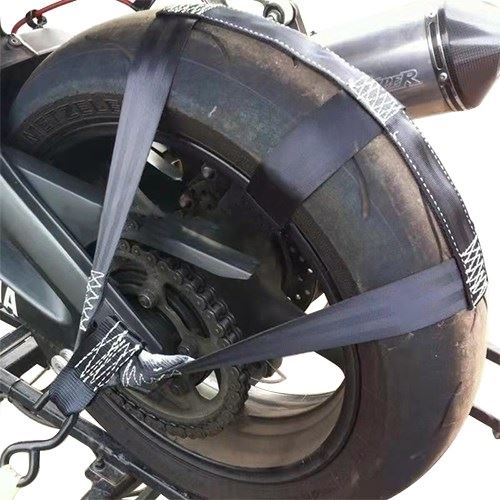 One tie-down strap for the rear tire