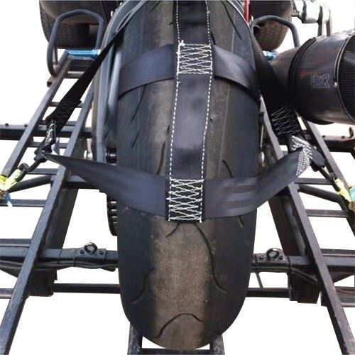 One tie-down strap for the rear tire