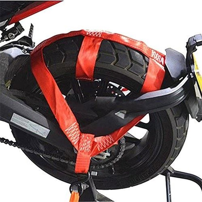 One tie-down strap for the rear tire