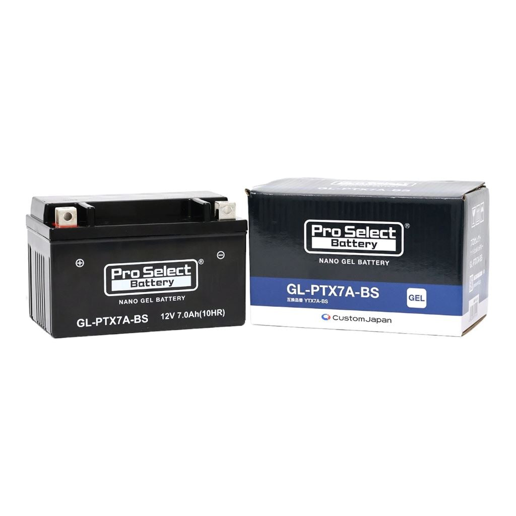 GL-PTX7A-BS Nano Gel Battery (YTX7A-BS Compatible) Pre-filled, Charged, Gel Type, X7A, 1 pc