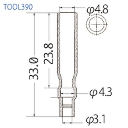 絶縁チューブ ギボシ端子メス用 乳白色 33mm×φ4.8 100個入