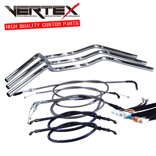 TW200/E 87-99年 2JL クルージング ハンドル セット ブラックメッシュ ダークメッシュ ワイヤー