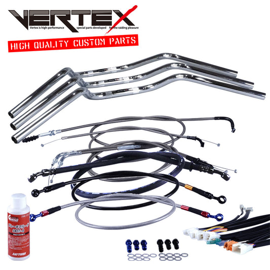 ZRX400/2 94-03年 ZR400E クルージング ハンドル セット ブラックメッシュ ダークメッシュ ワイヤー