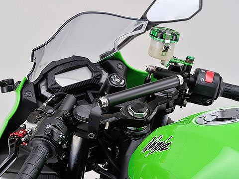 車種別マルチバーホルダー スチール製艶消し黒塗装仕上げ/アッシュシルバー 155mm/φ22.2 Ninja250SL