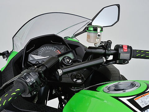 車種別マルチバーホルダー スチール製艶消し黒塗装仕上げ/アッシュシルバー 155mm/φ22.2 Ninja250 R