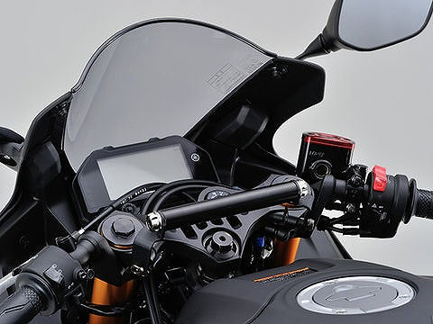 車種別マルチバーホルダー スチール製艶消し黒塗装仕上げ/アッシュシルバー 155mm/φ22.2 YZF-R25 YZF-R3