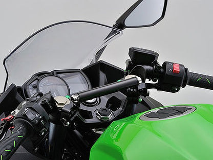 車種別マルチバーホルダー スチール製艶消し黒塗装仕上げ/アッシュシルバー 155mm/φ22.2 Ninja400 Ninja250