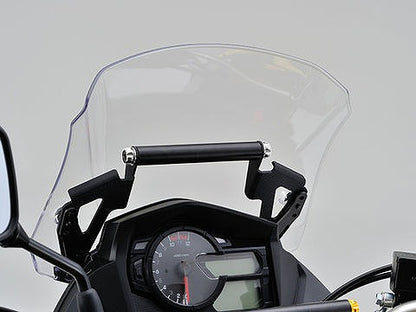 Screen Mount Bar Holder, Steel, Matte Black Finish, 155mm/φ22.2, V-STROM650