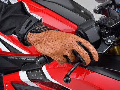 ヘンリービギンズ HBG-129 パンチングメッシュ スタンダード カウレザー グローブ ブラウン Mサイズ スタンダード