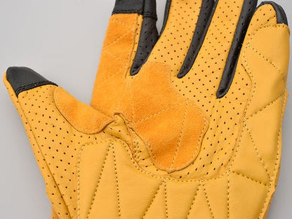 ヘンリービギンズ HBG-129 パンチングメッシュ スタンダード カウレザー グローブ イエロー Sサイズ スタンダード