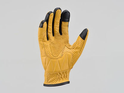 ヘンリービギンズ HBG-129 パンチングメッシュ スタンダード カウレザー グローブ イエロー Mサイズ スタンダード