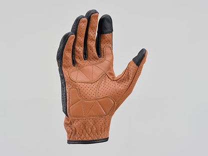 ヘンリービギンズ HBG-130 パンチングメッシュ プロテクター カウレザー グローブ ブラウン Mサイズ プロテクター付き