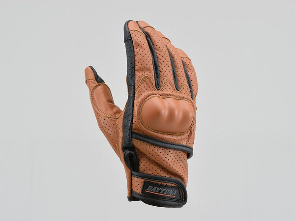 HenlyBegins HBG-130 Punching Mesh Protector Cowhide Leather Gloves Brown XL size with Protectors