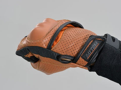 HenlyBegins HBG-130 Punching Mesh Protector Cowhide Leather Gloves Brown XL size with Protectors