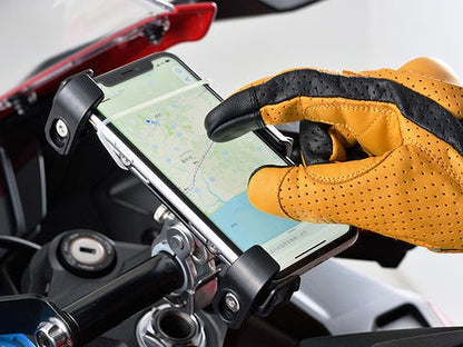 HenlyBegins HBG-130 Perforated Mesh Protector Cow Leather Gloves Yellow M Size with Protectors