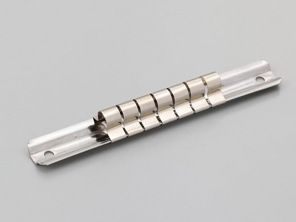 ソケットレール 3/8インチ(9.5mm) スチール製 角クリップ7個付き
