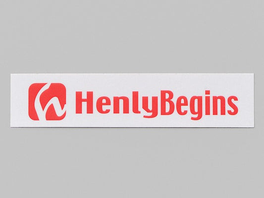 ヘンリービギンズ HenlyBegins ステッカー 白/赤(文字) 90mm×20mm 角ステッカー