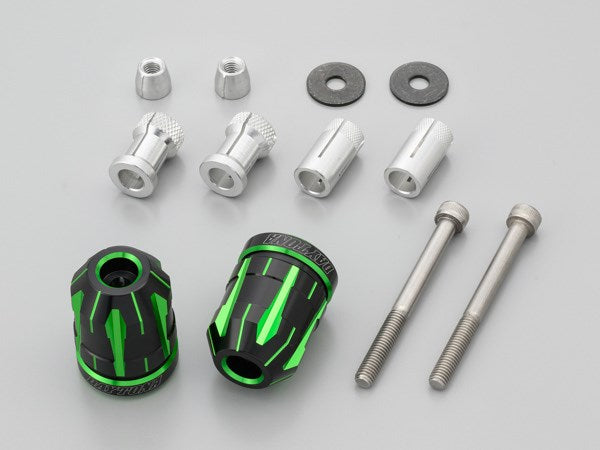 PREMIUM ZONE Handlebar End Plugs TECHNO Lime Green for Suzuki/Universal