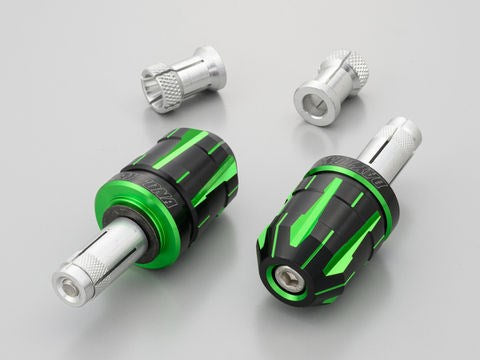 PREMIUM ZONE Handlebar End Plugs TECHNO Lime Green for Suzuki/Universal