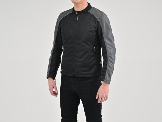 DJ-003 メッシュシングルライダース グレー XL