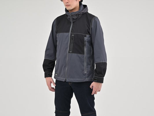 DJ-002 エアインテークパーカー ブラック/グレー L