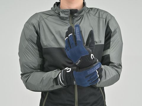 Soft Fit Leather Winter Gloves - Navy