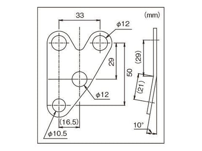 防振メーターステー VELONAφ48用 左右共通オフセット(10°曲げ)