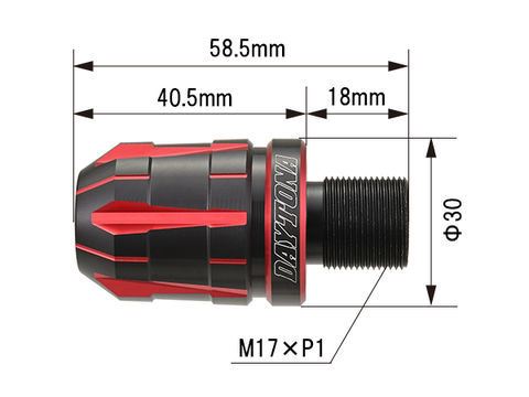 PREMIUM ZONE ハンドルバーエンドプラグ TECHNO レッド M17 カワサキ