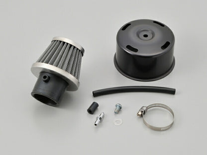 Super Power Filter φ35 with Nipple for Exhaust Gas Models, Straight/Black