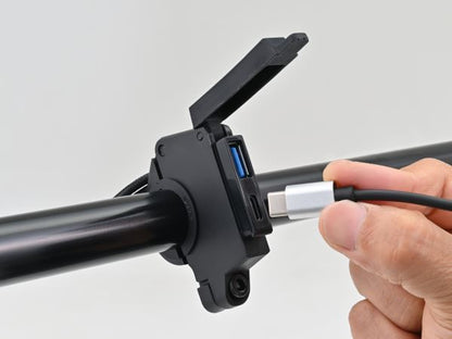 バイク専用電源 スレンダーUSB Type-A+Type-C QC3.0/PD3.0 Φ22.2 Φ25.4