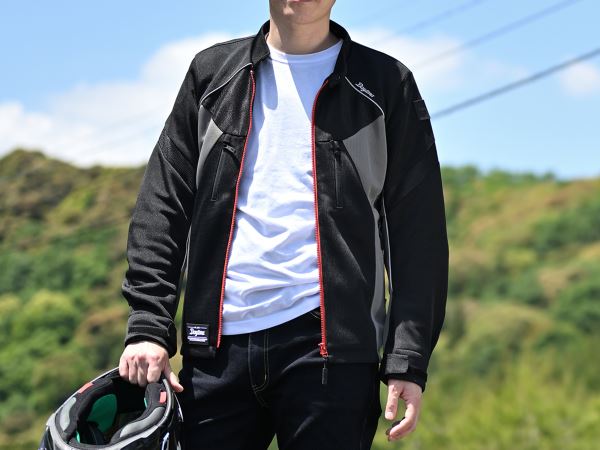 DJ-011 フルメッシュジャケット ブラック/レッド L