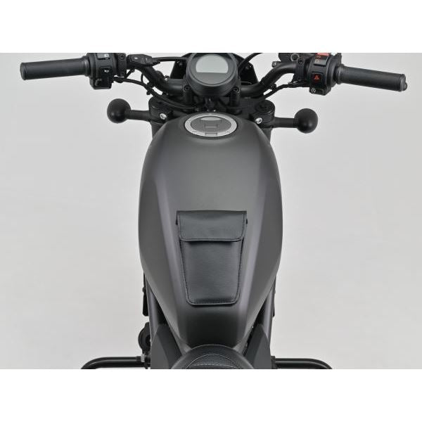 小物入れ付きレザータンクパッド ブラック H165mm×W122mm プレーン
