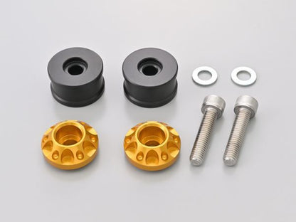 Aluminum Billet Mid Weight Bar Ends, Fine Cut, M8 Type, Gold, for Kawasaki