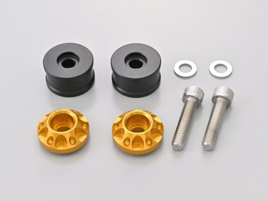 Aluminum Billet Mid Weight Bar Ends, Fine Cut, M8 Type, Gold, for Kawasaki