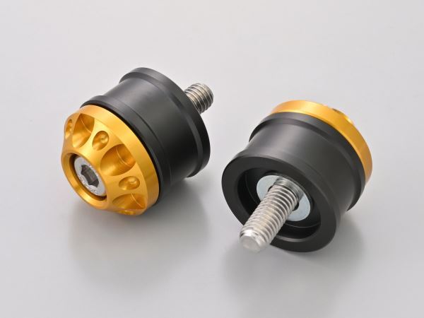 Aluminum Billet Mid Weight Bar Ends, Fine Cut, M8 Type, Gold, for Kawasaki