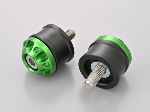 Aluminum Billet Mid-Weight Bar Ends Fine Cut M8 Type Green for KAWASAKI