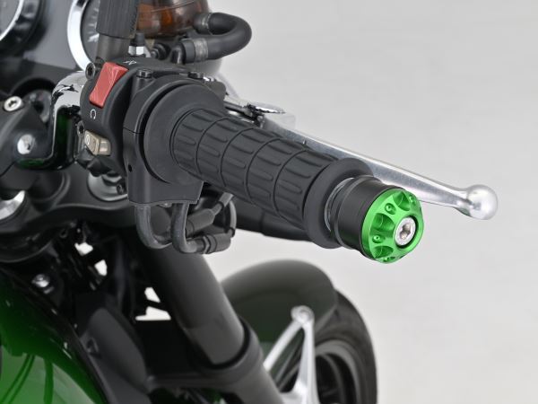 Aluminum Billet Mid-Weight Bar Ends Fine Cut M8 Type Green for KAWASAKI