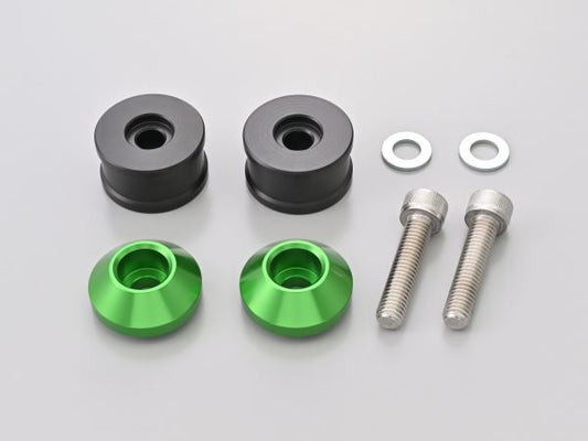 Aluminum Billet Mid-Weight Bar End High Dish M8 Type Green for KAWASAKI